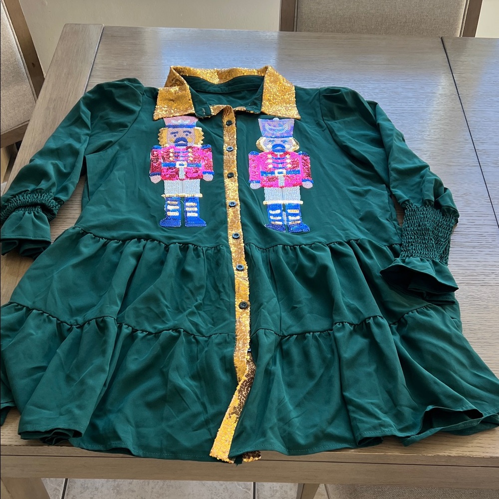 Amazon Essentials Green Dress with Gold Accents